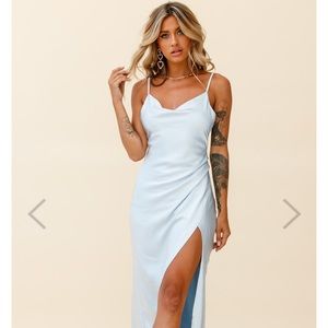 Satin Dress - Steel Blue